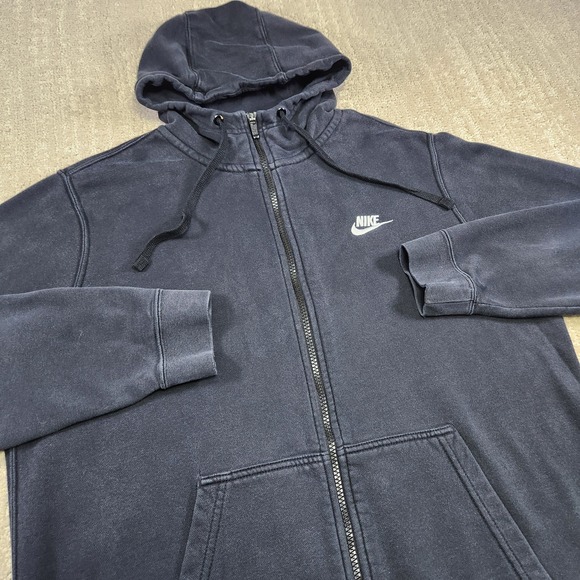 Nike Other - Nike Hoodie Men Large Full Zip Faded Black Club Fleece Distressed Blend Retro